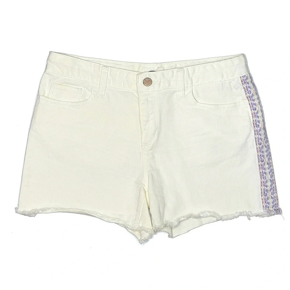 🌺 Old Navy White Cotton Embroidered Cutoff Jean Shorts Size Girls 16